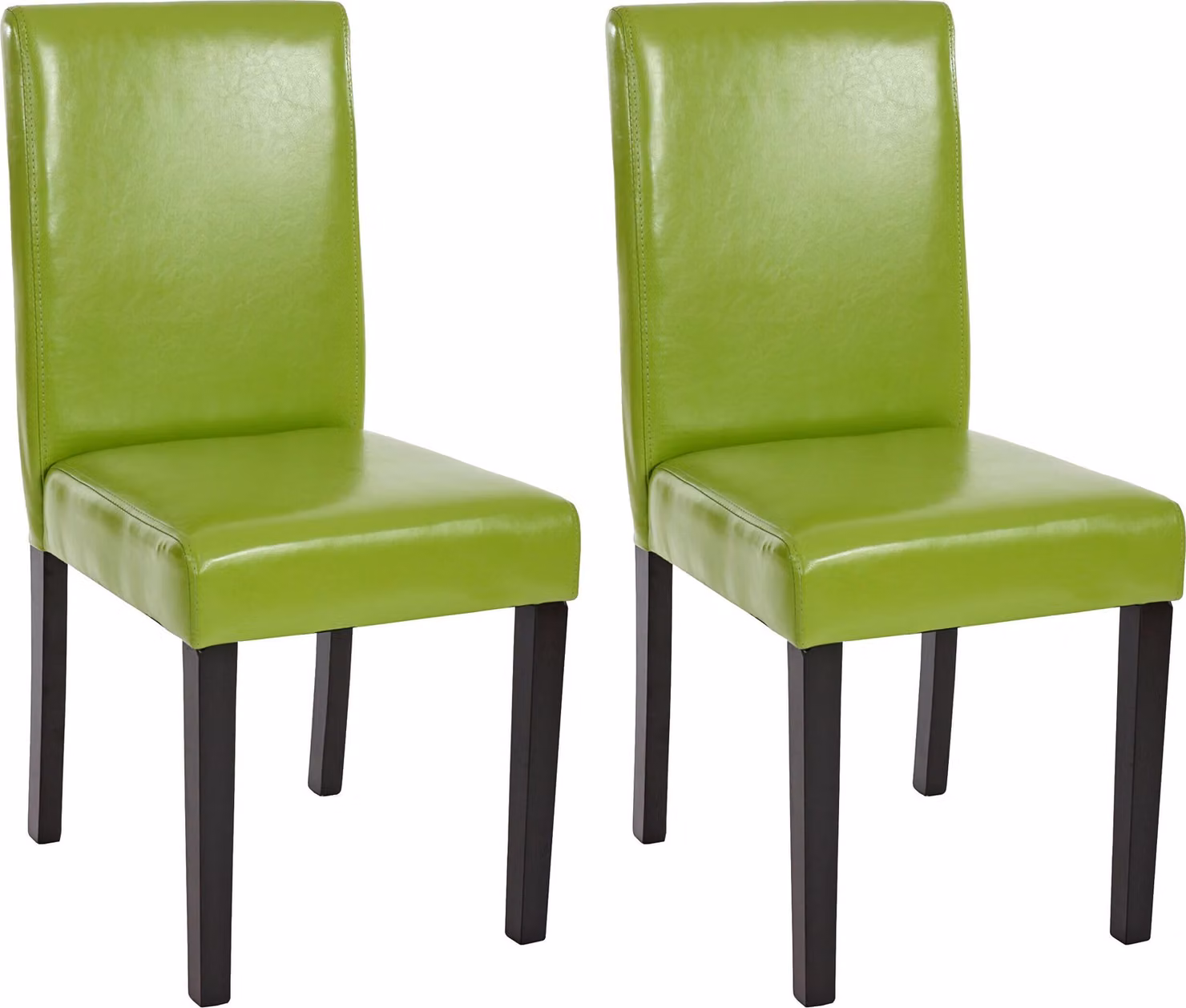set di 2 sedie per sala da pranzo Sedia da cucina Littau ~ Similcuoio, verde, gambe scure