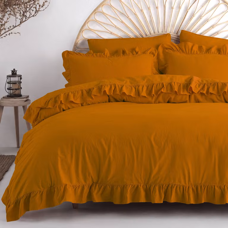 Biancheria da letto in cotone MARRONE SUDAN/160x200(P) LAVATO A PIETRA