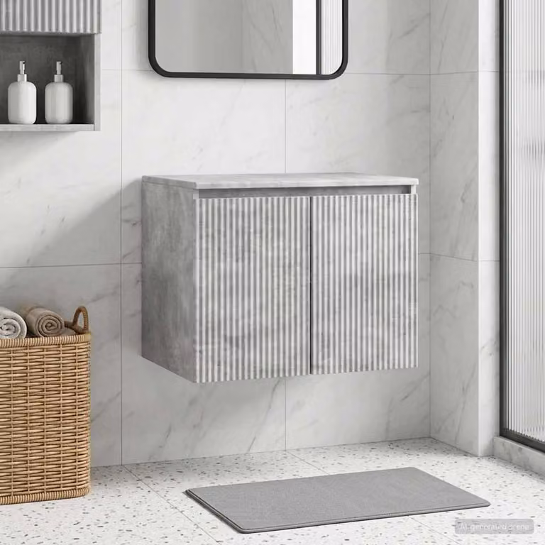 vidaXL Mobiletto da Bagno Moderno a Muro Grigio L: 62,5 cm, P: 44,5 cm, H: 50 cm