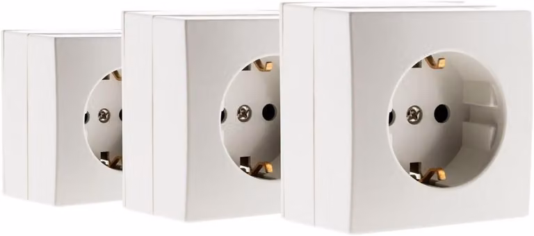 Prese Schuko da 16A, colore bianco, confezione da 3 pezzi, per installazione standard, adatte per uso domestico e per ufficio