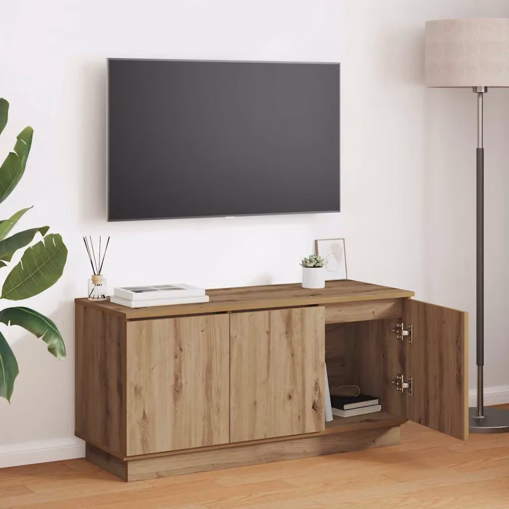 Mobile TV vidaXL moderno in legno color rovere artigianale L/P/H: 100 x 38 x 49 cm