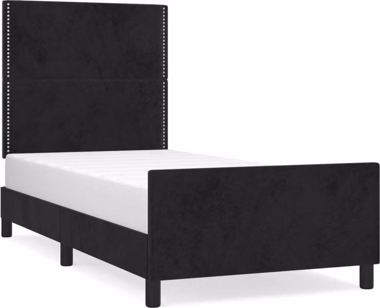 Giroletto senza Materasso Nero 100x200 cm in Velluto