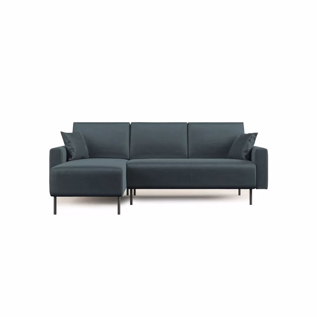 Divano angolare moderno Arthur Divani.Store in velluto impermeabile, configurazione sinistra, colore petrolio, L: 224 cm – 2