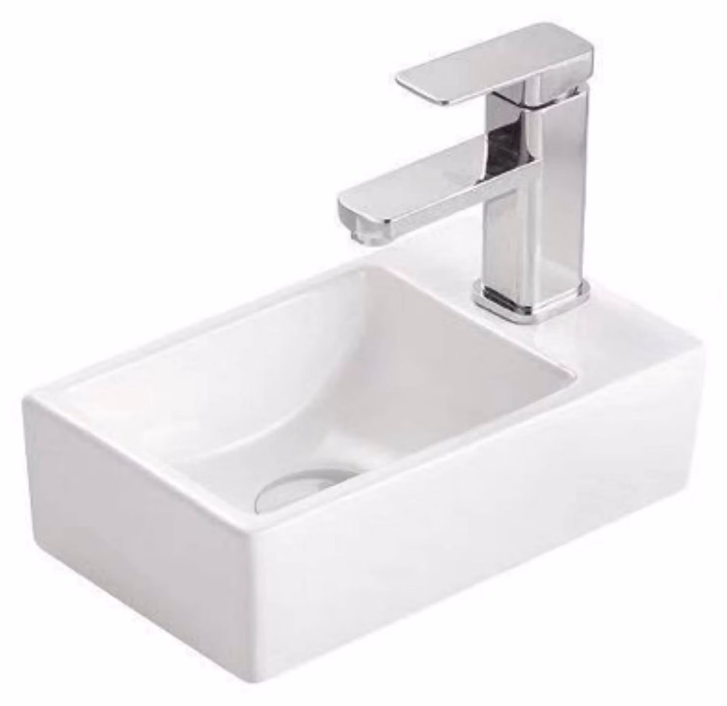 Lavabo da appoggio compatto, dimensioni 310x190 mm, in Vetroceramica bianca