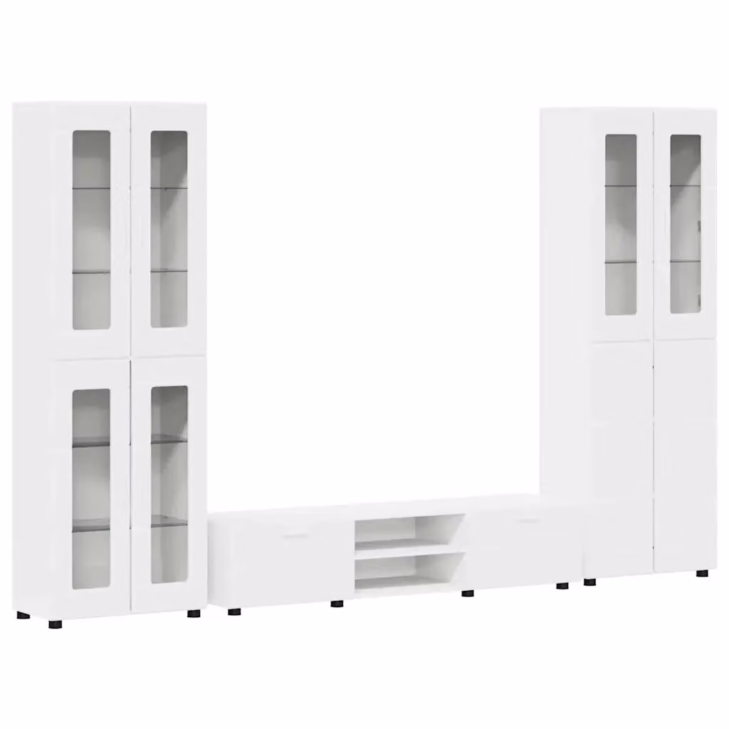 Set mobile TV moderno vidaXL FLORIN in 3 pezzi, colore Bianco Legno, L: 150 cm, P: 39 cm, H: 30 cm – 2