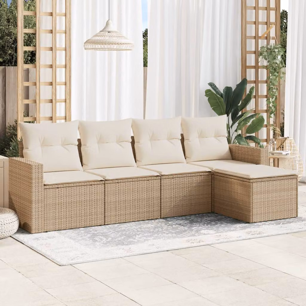 vidaXL Set Divano da Giardino a L con Cuscini Beige e Struttura in Metallo