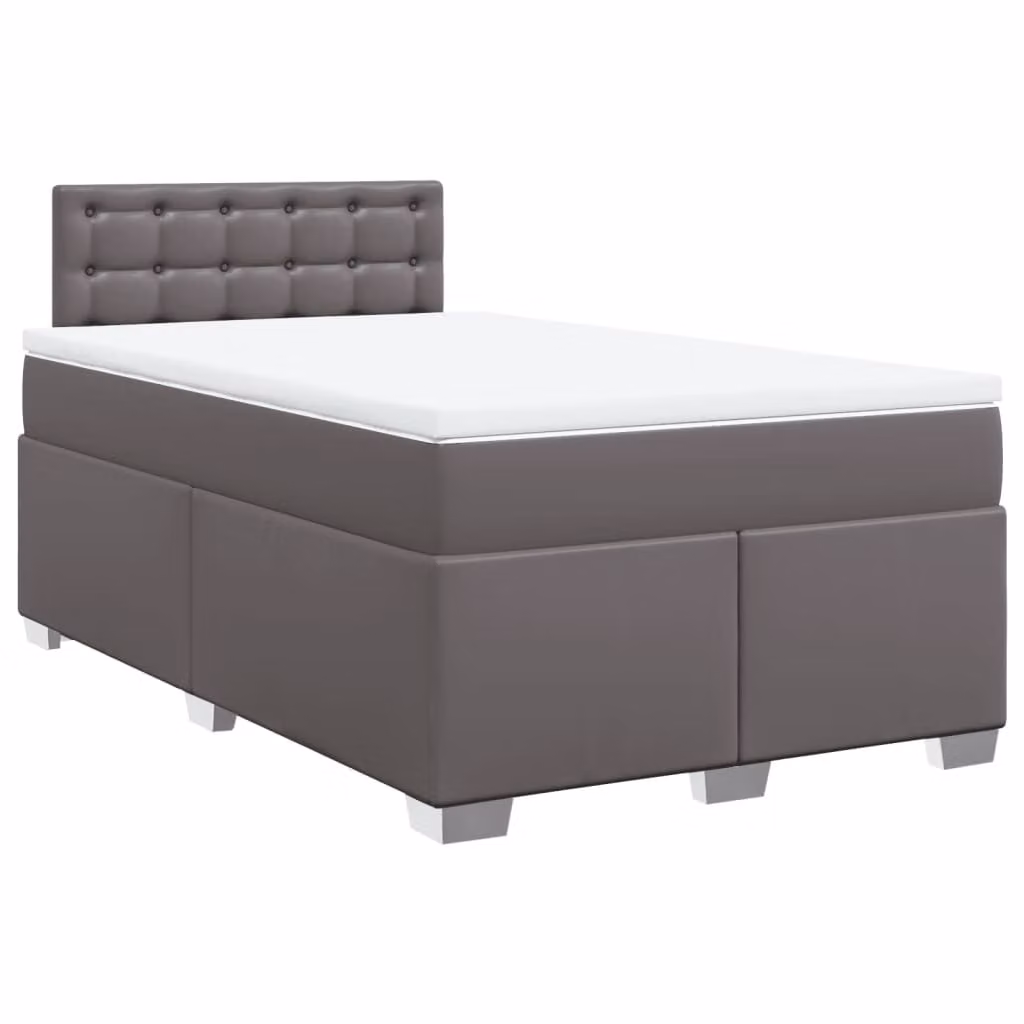 Giroletto a Molle con Materasso Grigio 120x200 cm in Pelle finta