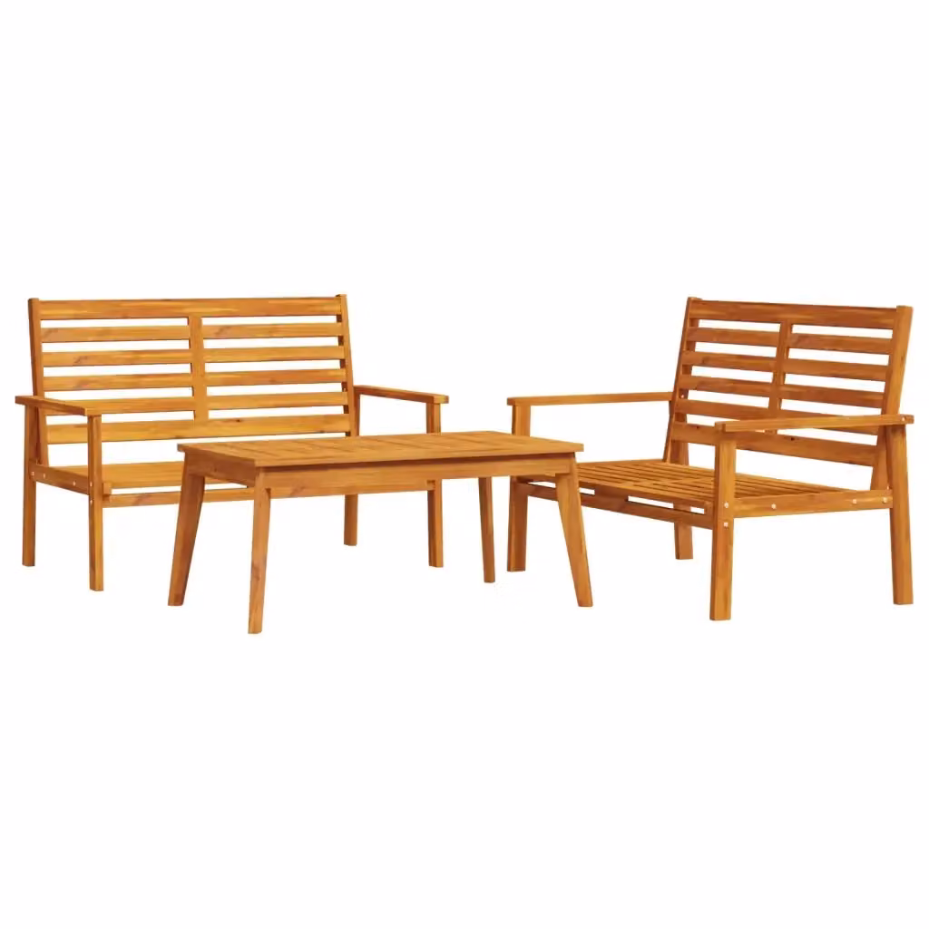 vidaXL Set da Salotto da Giardino 3 pz in Legno di Acacia Marrone – 2