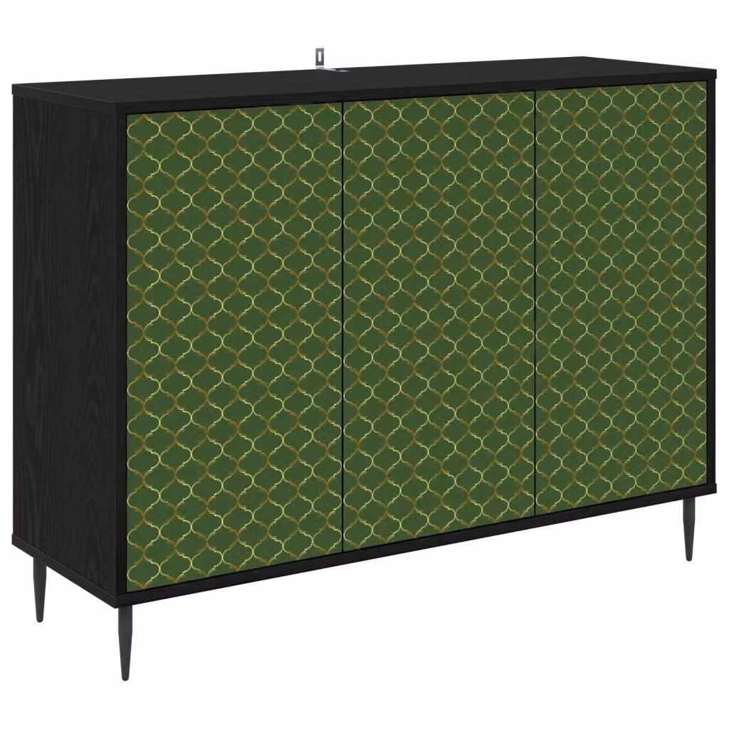 Credenza GELEEN vidaXL in Rovere Nero e Verde, Design Moderno e Geometrico, L: 102 cm, P: 33 cm, H: 76 cm