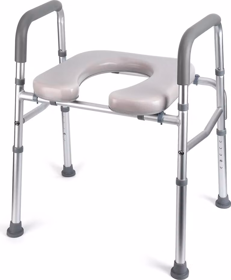 Rialzo per WC - Sedile WC regolabile in altezza - Con braccioli - Funzione bidet - Telaio in alluminio - Supporto per anziani/disabili