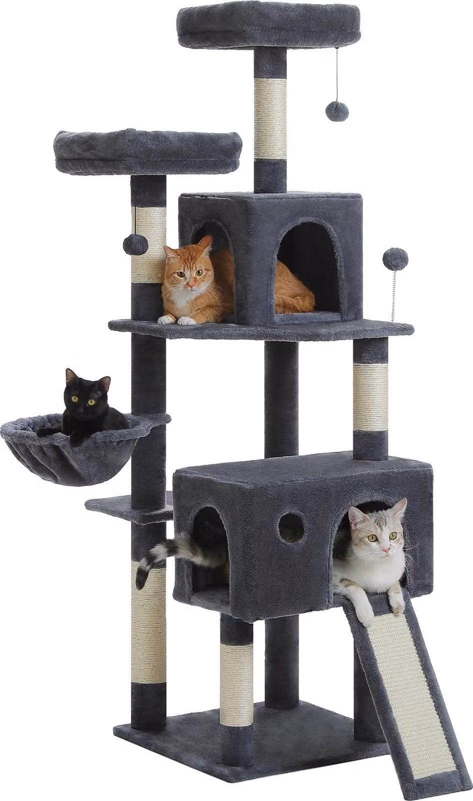 Albero per gatti, design a più livelli, struttura robusta, AMT0181DGY, XL