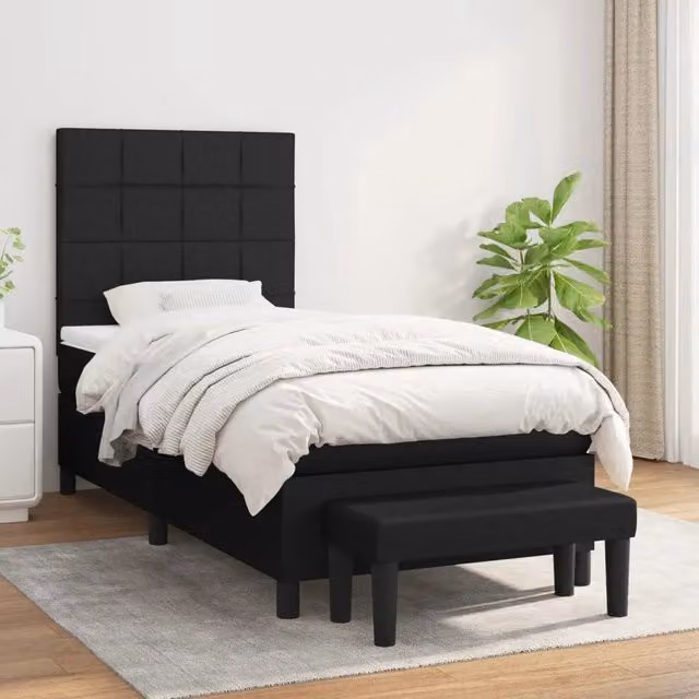 Letto Ibrido con Giroletto a Molle e Materasso vidaXL, Colore Nero e Bianco, L/P/H: 100 x 200 x 203 cm