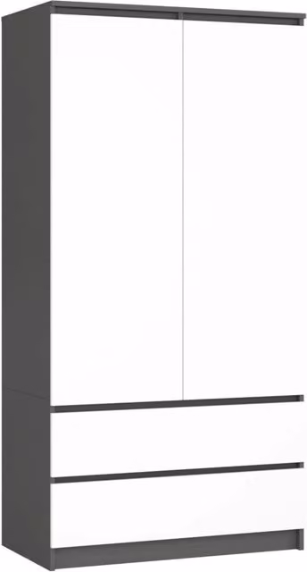 Armadio AKORD S90 Grigia Grafite 90 cm 2 ante 2 cassetti inserto frontale Bianco 90x51x180 cm