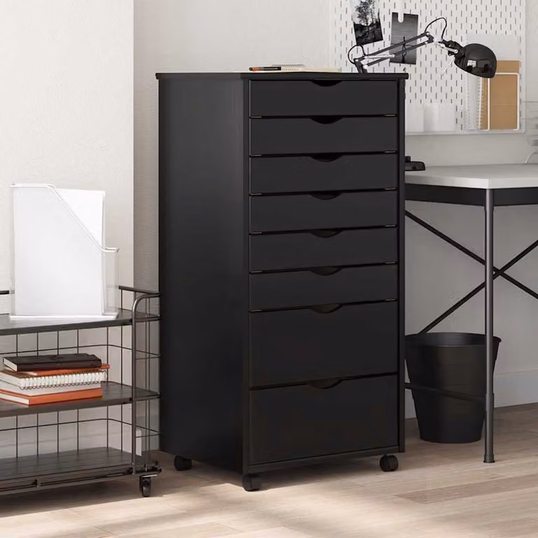 vidaXL Armadietto Rotante MOSS con Cassetti in Legno di Pino Nero Opaco