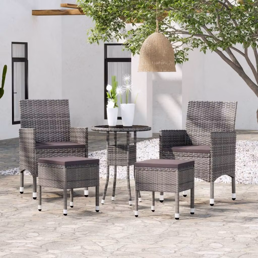 Maison Exclusive - Set da giardino da 5 pezzi in polyrattan grigio
