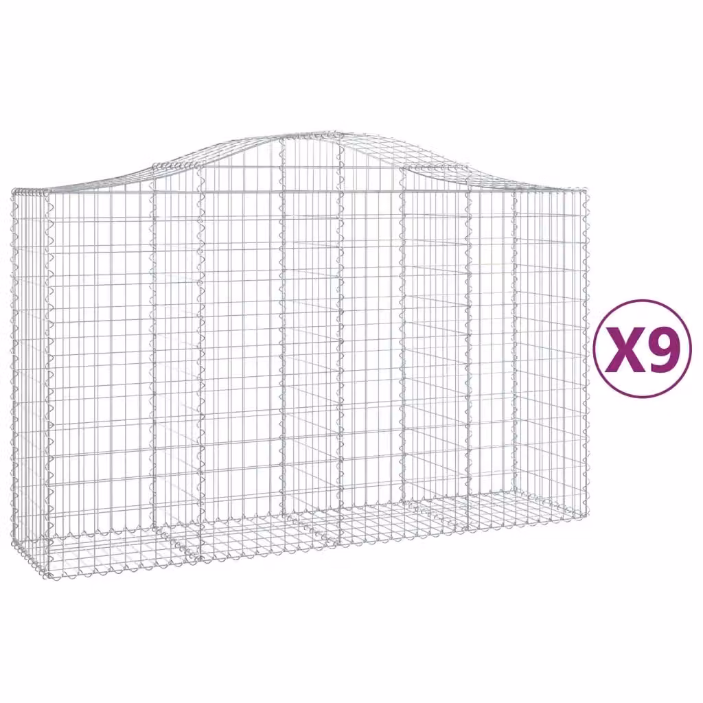 Set di 9 Cesti Gabbioni ad Arco Videx in Acciaio Zincato Argento L: 200 cm, P: 50 cm, H: 120/140 cm – 2