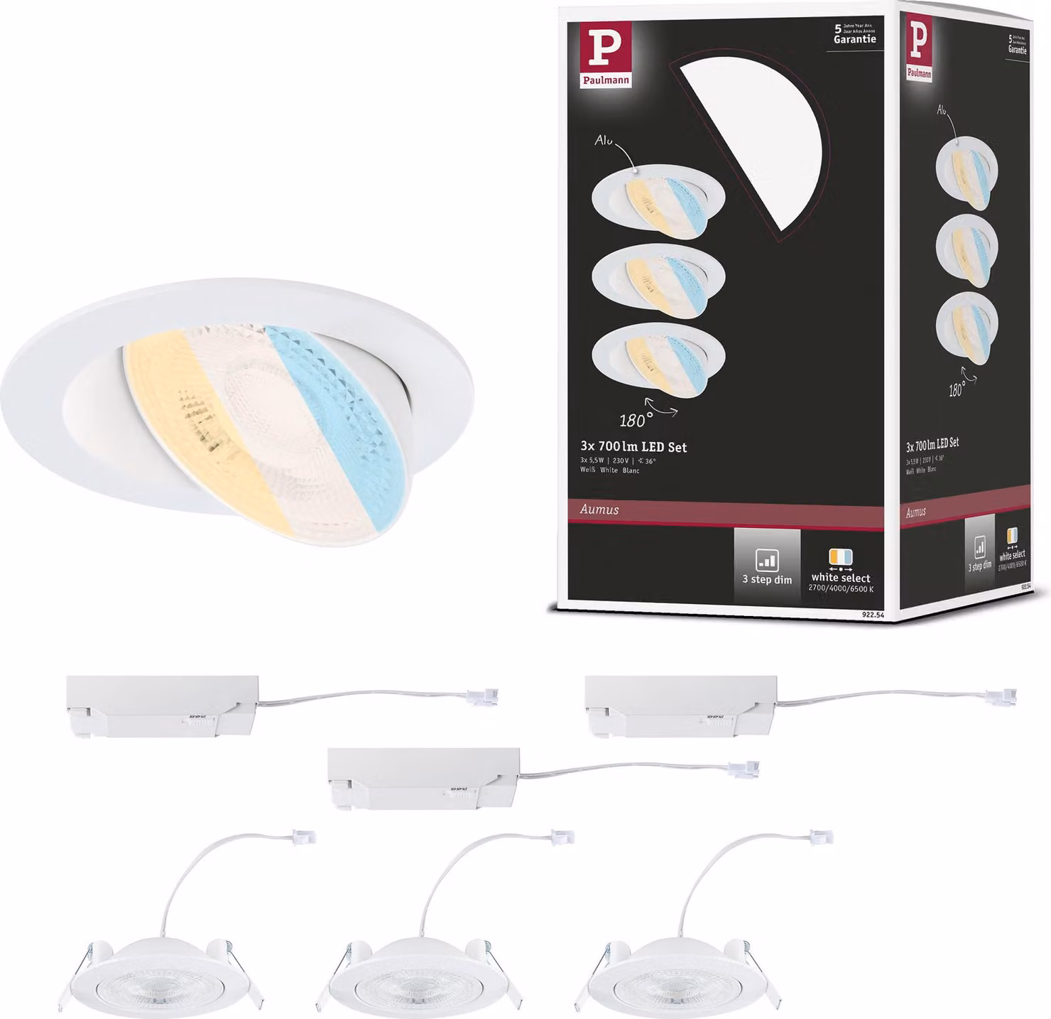 Paulmann Luce da incasso a LED Aumus set di 3