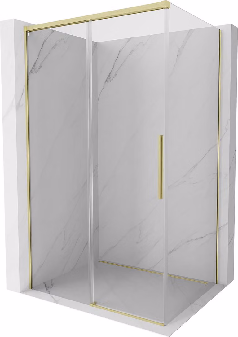 Mexen Rox cabina doccia scorrevole 130 x 80 cm, trasparente, oro spazzolato - 8C2-130-080-55-00