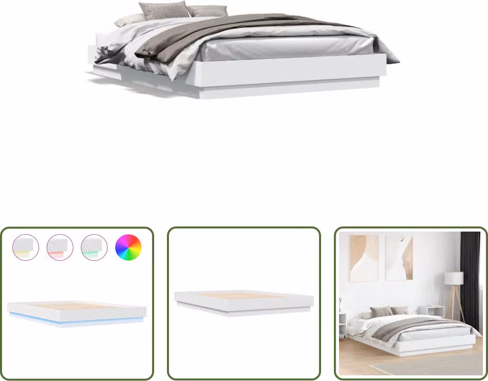 The Living Store Struttura letto con LED Bianco 160x200 cm
