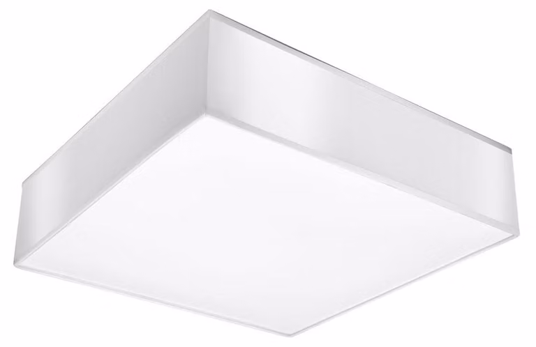 Plafoniera, in PVC e acciaio, bianca, quadrata, lunghezza 35 cm