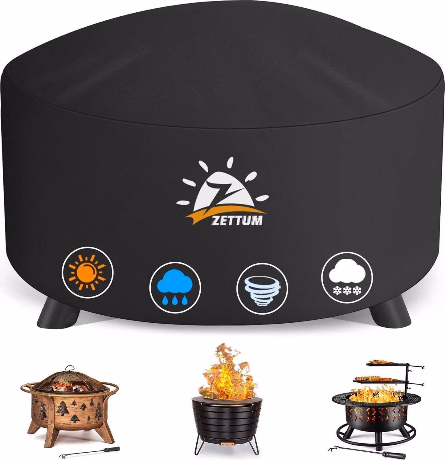 Zettum copertura per ciotola da fuoco 127x61cm 600D Oxford Cloth Rivestimento in PU