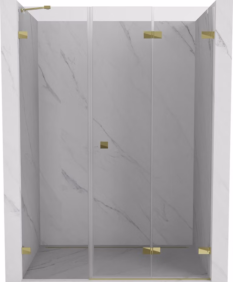 Mexen Lunar-F porta doccia pieghevole destra 145 cm, trasparente, oro - 836S-145-050-50-00-P