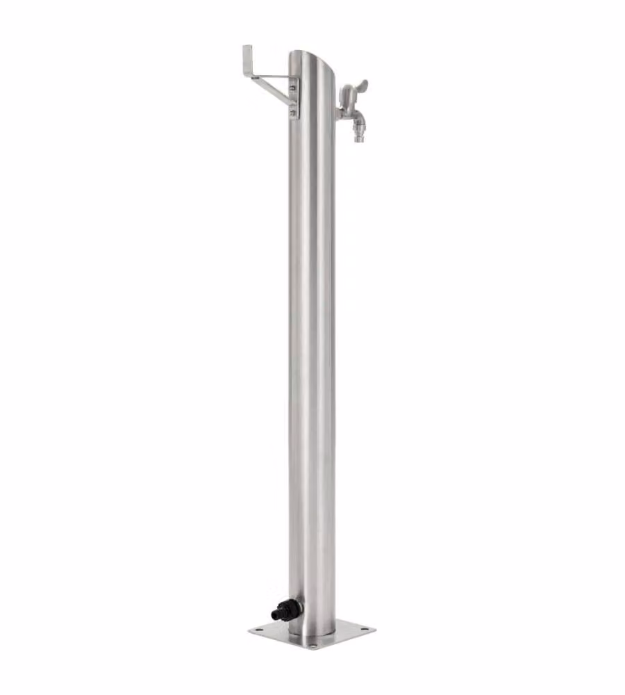 Fontanella a Colonna in Acciaio Inossidabile Rotonda 95 cm