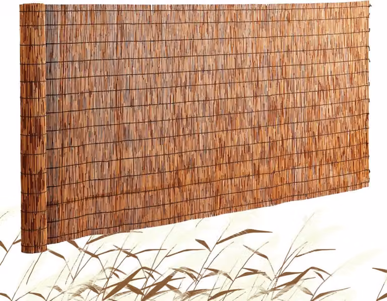 Stuoia di canne per la privacy del balcone - 5x1,7 m - Stuoia di canne marrone - Recinzione frangivento per giardino e patio
