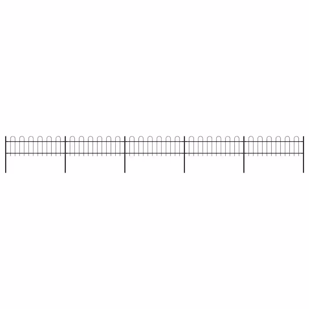 Recinzione da giardino vidaXL in acciaio con parte superiore ad anello, colore nero, L: 838 cm, H: 60 cm