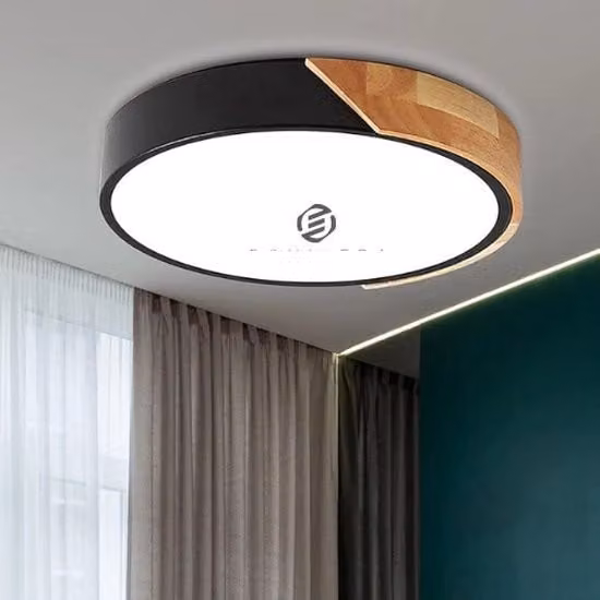 Plafoniera LED moderna in legno e metallo per bagno, soggiorno, camera da letto o cucina, luce bianco caldo