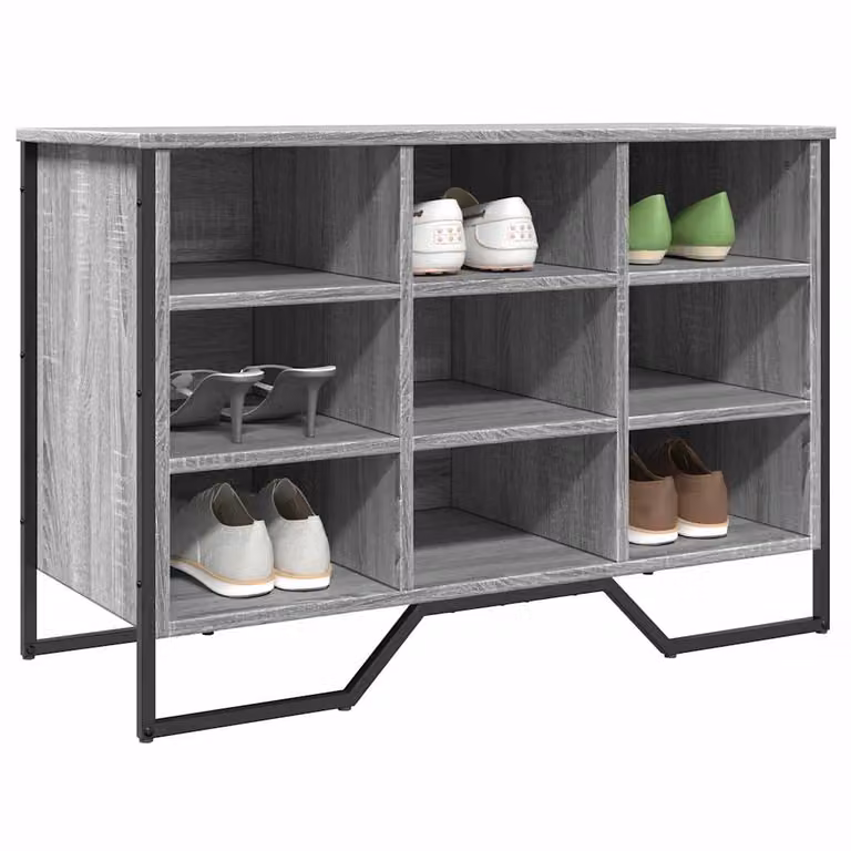 Scarpiera moderna vidaXL in truciolato e MDF, colore Grigio Sonoma, L: 90 cm, P: 38 cm, H: 61,5 cm