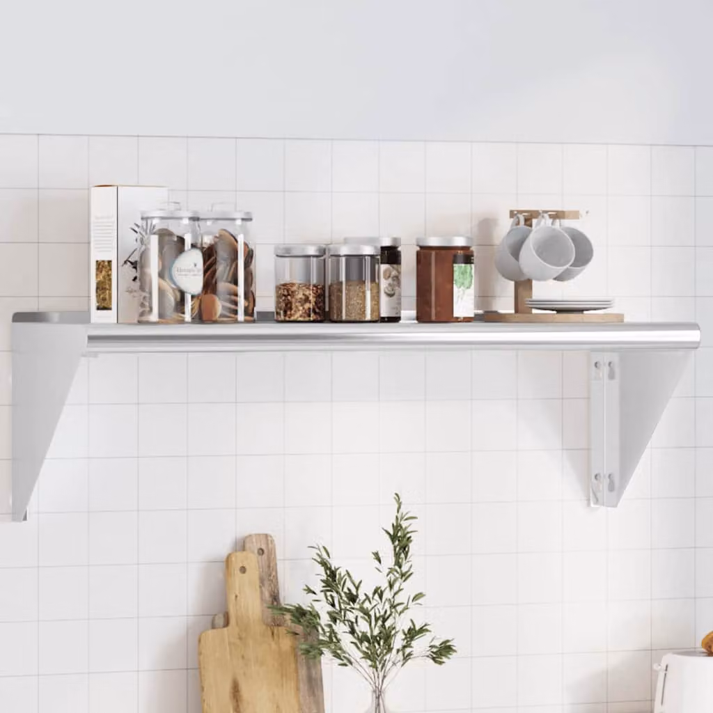 vidaXL Mensola a Muro 100x30x31 cm Argento in Acciaio Inossidabile
