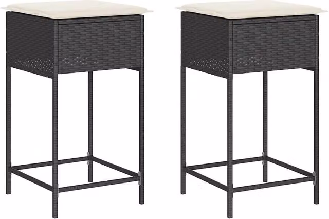 Sgabelli da Bar con Cuscini 2 pz Neri in Polyrattan CFW8054906