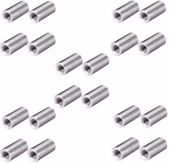 Connettori M6 - Confezione da 20 pezzi - Acciaio inossidabile - Resistenti all'usura - Cilindrici - 10x12 mm - Duraturi