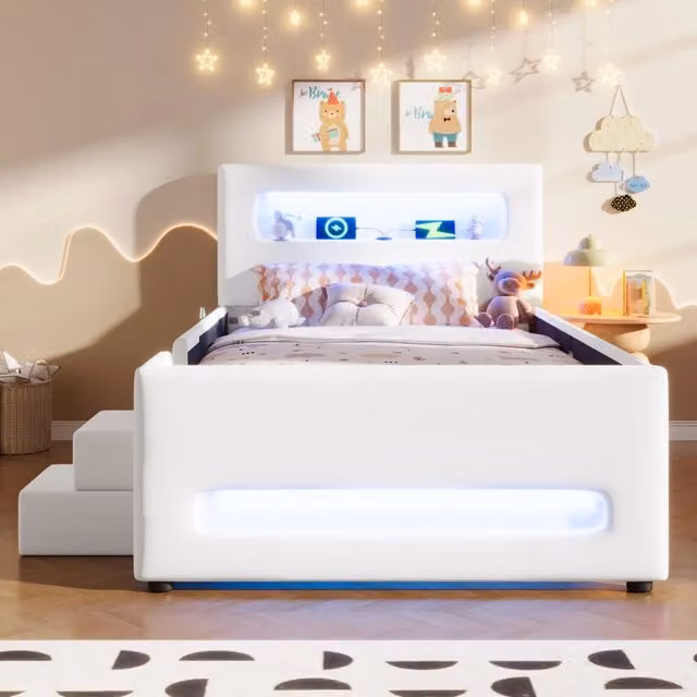 letto a piattaforma imbottito mdf pu bianco 90 x 200 cm