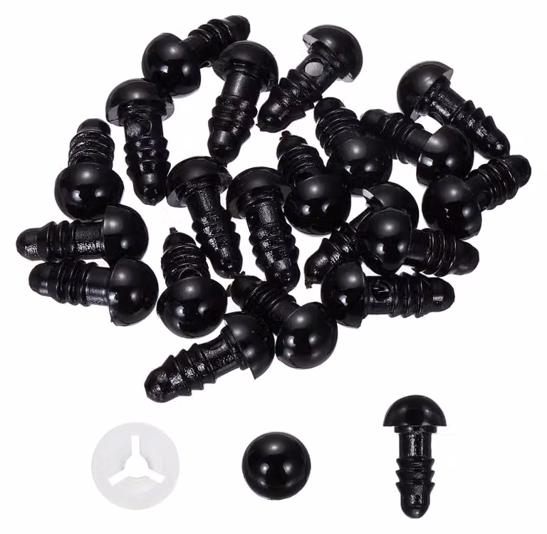 Occhi di sicurezza, 8 mm, 20 pezzi, plastica, neri