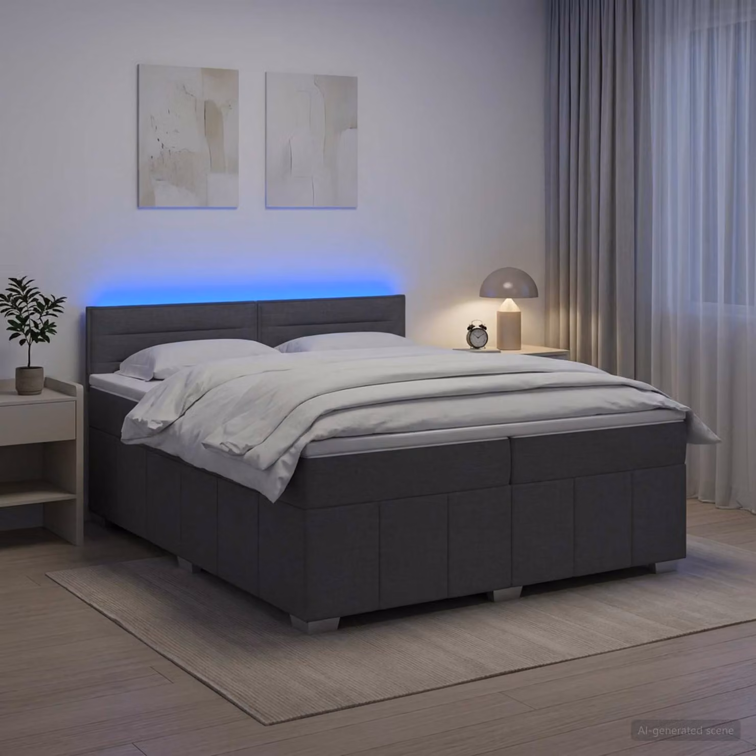 Letto box spring vidaXL con materasso a molle insacchettate, Grigio, L/P/H: 200 x 200 x 100,5 cm