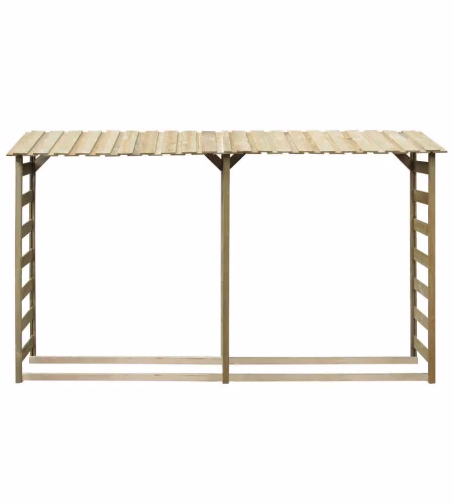 Doppio Capannone per Legname 300x44x176cm Legno Pino Impregnato