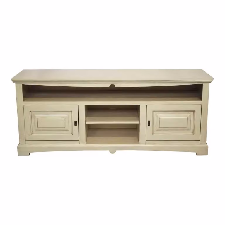 Mobile porta TV Goccia in legno di pino stile shabby chic color bianco e beige Mobili 2G L: 170 cm, P: 46 cm, H: 69 cm