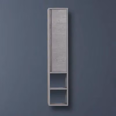 Pensile da bagno e cucina moderno in MDF grigio opaco con ante soft-close e ripiano aperto