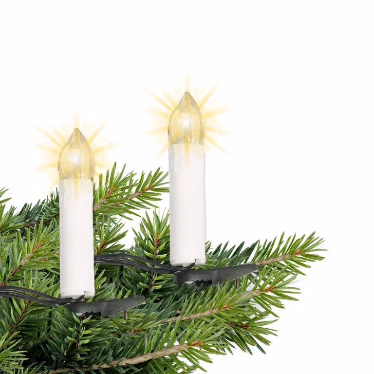 Catena luminosa a LED per albero 14,5 m con 30 candele bianche calde e timer - per uso interno ed esterno IP44