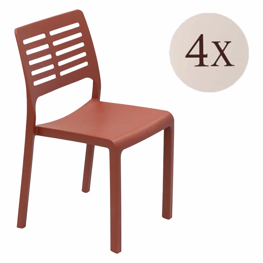 Set di 4 sedie da esterno Canoe DMORA in plastica color marrone terracotta opaco per giardino, terrazzo o balcone – 2