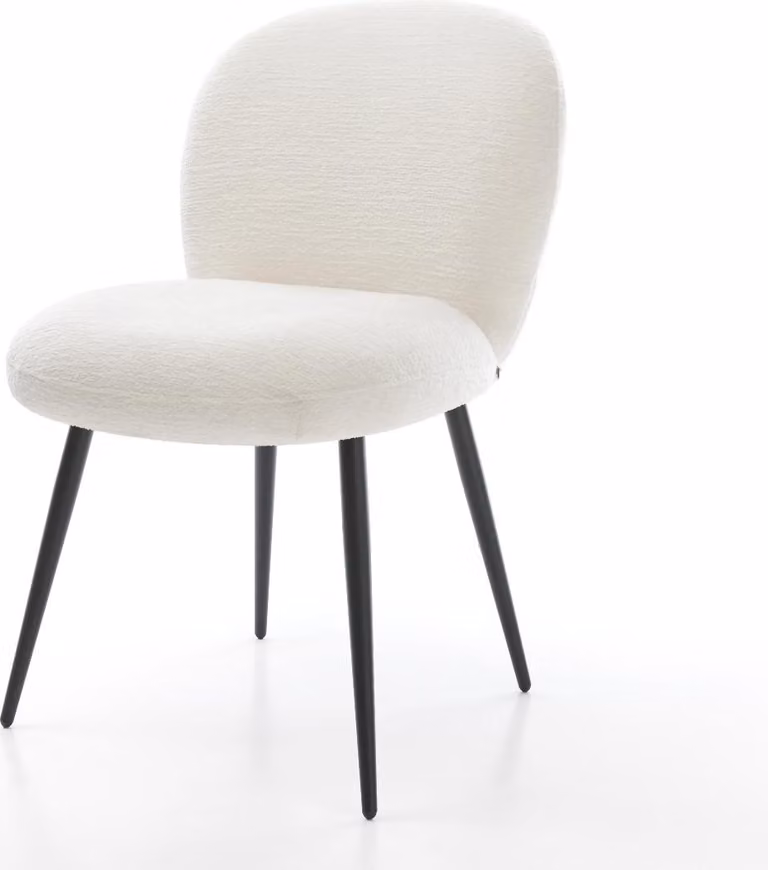 DELIFE Sedia da pranzo Nube-Flex Bouclé Soft Beige a 4 gambe coniche, nero, con molle insacchettate