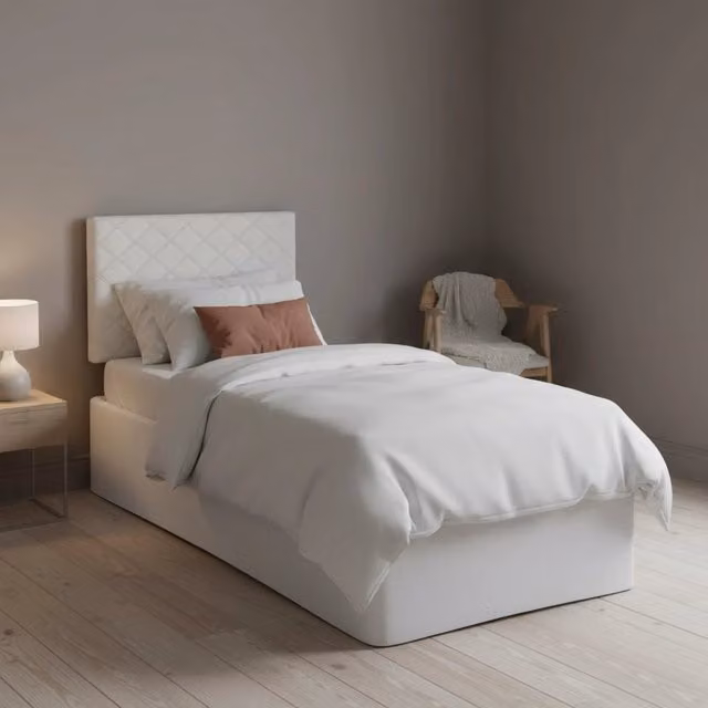 Letto Singolo Accu Talamo Italia Bianco con Struttura Imbottita e Rivestimento Sfoderabile L/P: 80 x 190 cm – 1