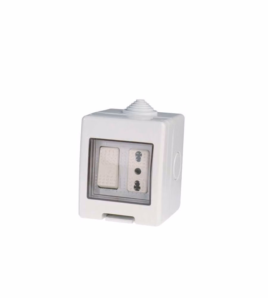 Deviatore unipolare 10A + Presa Bivalente 10/16A 2P + T