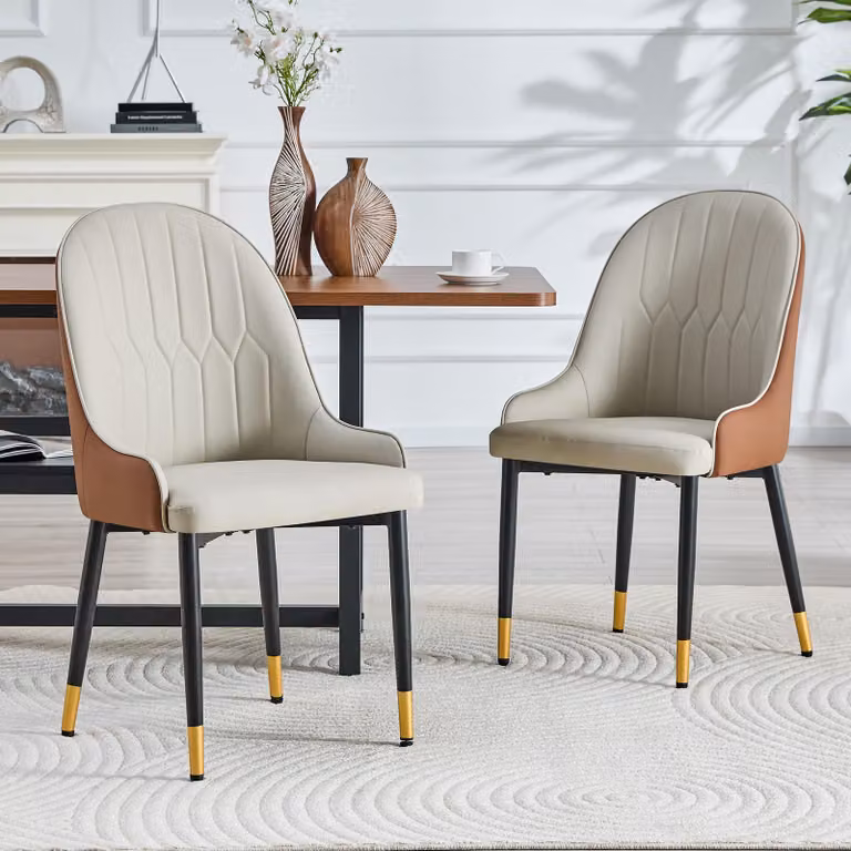 Set di 2 sedie da pranzo okwish, con schienale, stile "poster", imbottitura del sedile altamente elastica, design ergonomico, colore marrone e grigio caldo
