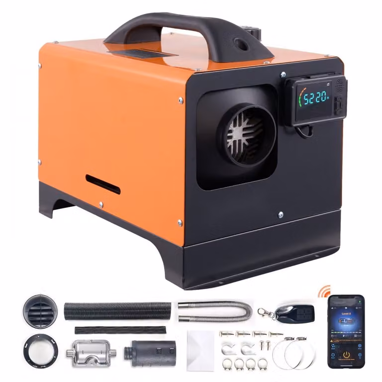 Riscaldatore aria diesel per parcheggio 12 V 8 kW - Riscaldatore aria diesel, riscaldatore aria diesel per parcheggio - 0,16-0,62 L/ora. Riscaldatore diesel per auto con display LCD, telecomando e controllo Bluetooth APP