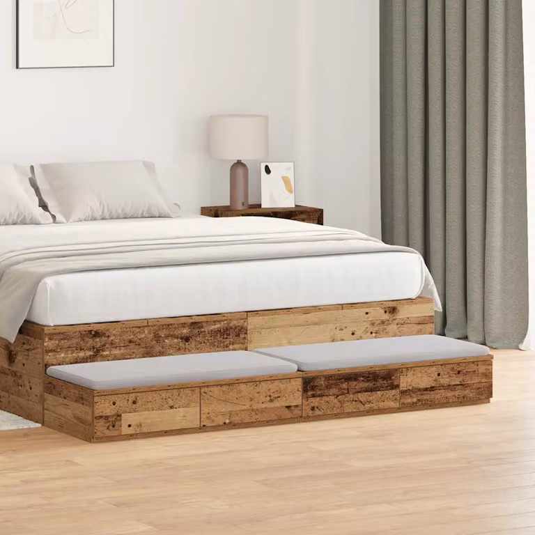 Cassetti per letto vidaXL in legno vecchio colore marrone L/P/H: 140 x 36,5 x 16,5 cm
