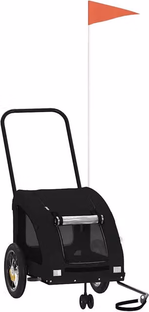 Rimorchio da Bici per Animali Nero Oxford e Ferro CFW8017981