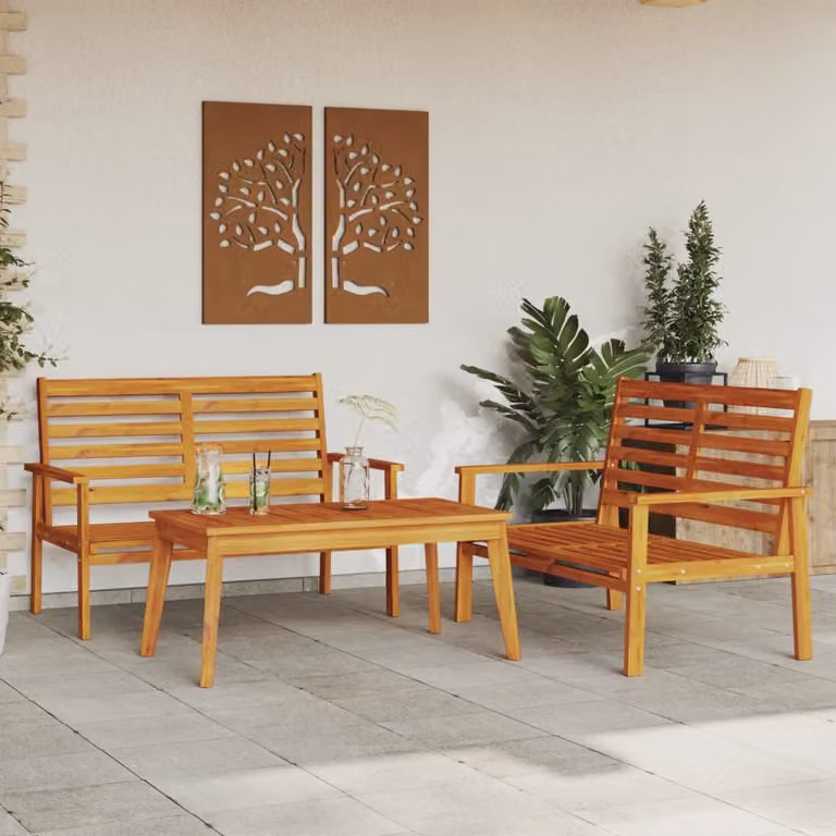vidaXL Set da Salotto da Giardino 3 pz in Legno di Acacia Marrone